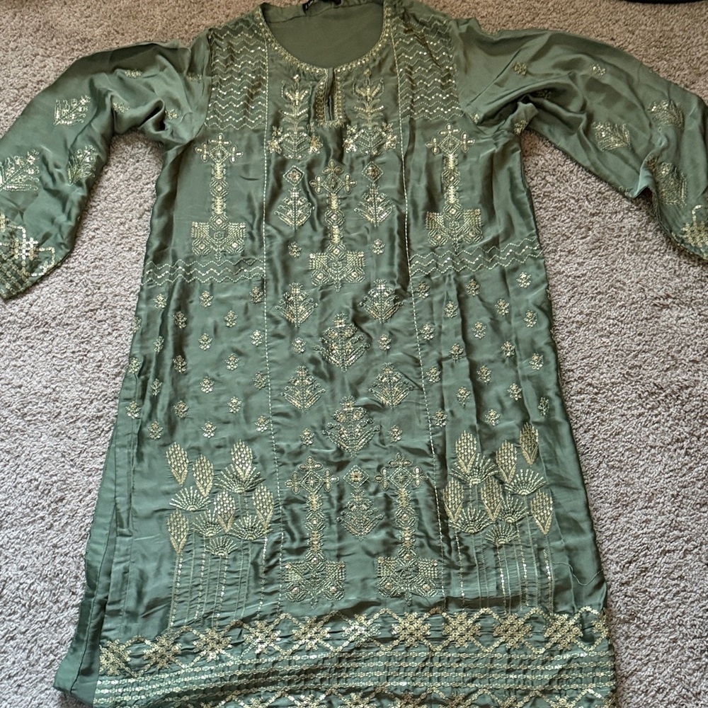 Green Embroidered kurtha